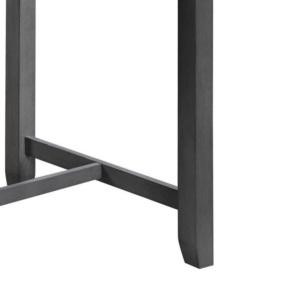 Benjara Ham 36 Inch Counter Height Small Dining Table with Shelves, USB Port, Gray