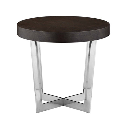 Benjara Tini 24 Inch Side End Table, Round Shaped Top, Metal Frame, Espresso Brown