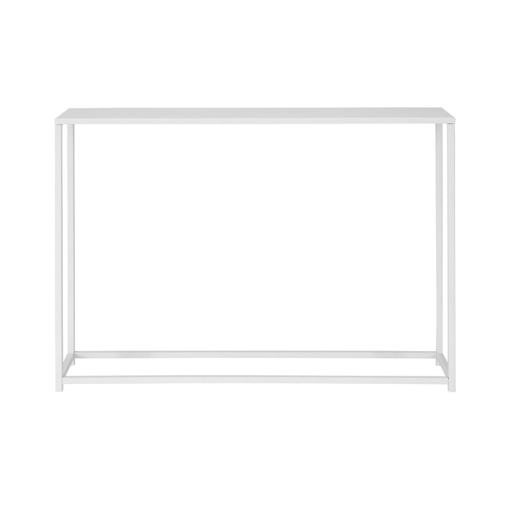 Benjara Eme 38 Inch Console Table, Rectangular Top, White Finish Metal Frame