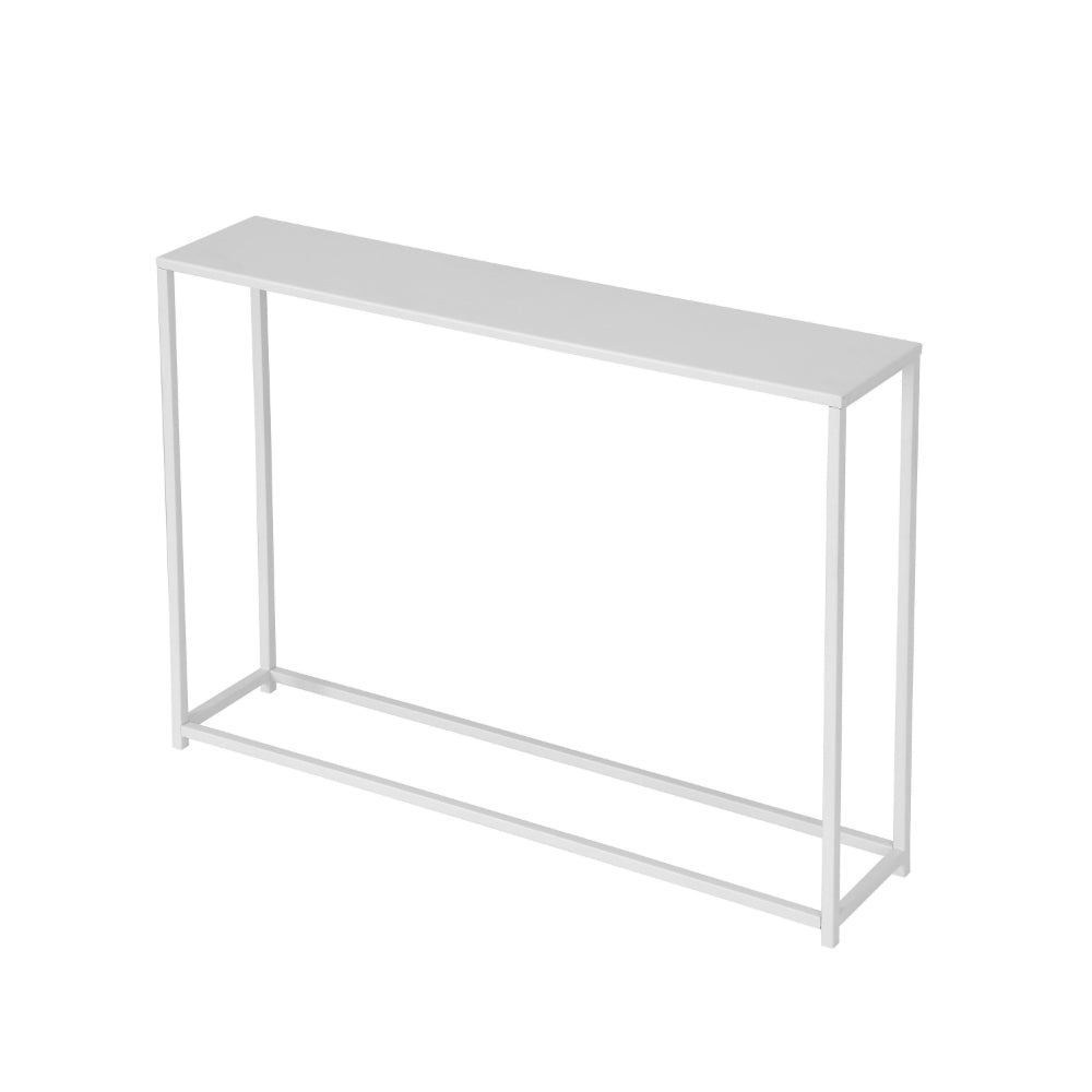 Benjara Eme 38 Inch Console Table, Rectangular Top, White Finish Metal Frame