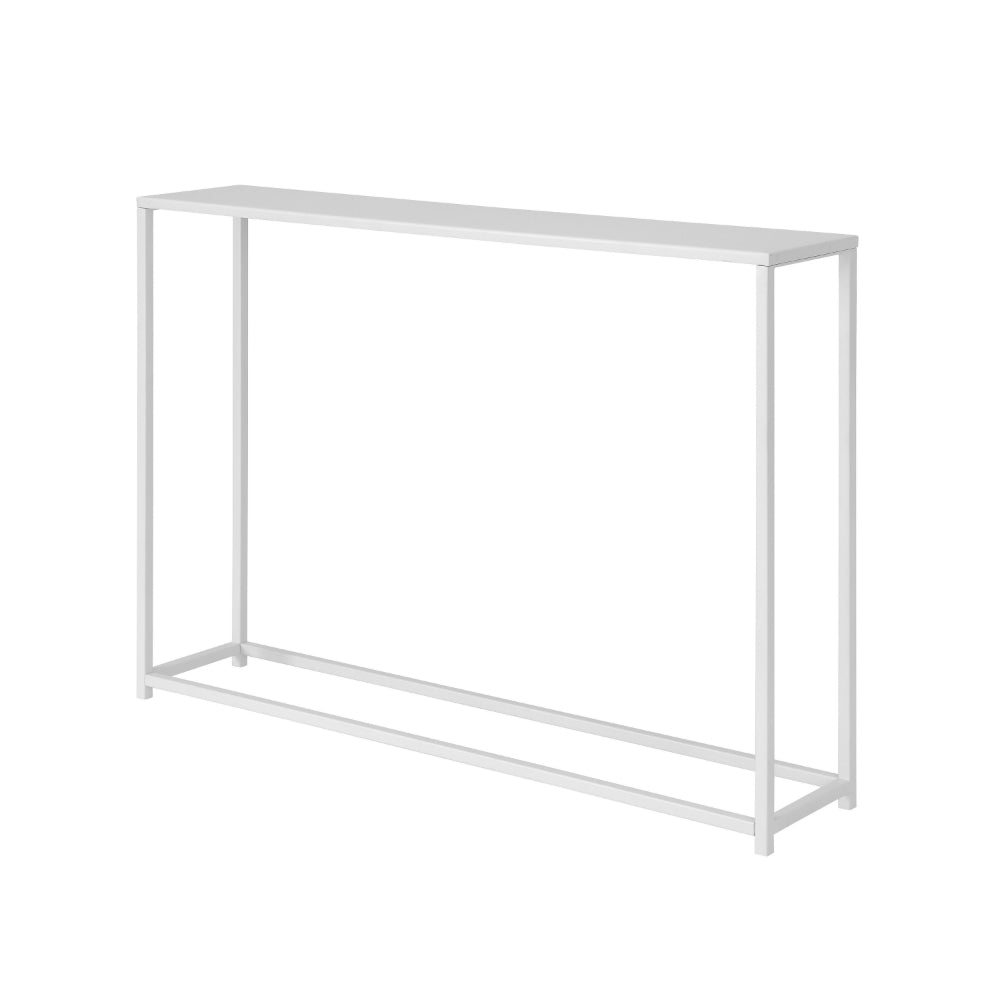 Benjara Eme 38 Inch Console Table, Rectangular Top, White Finish Metal Frame