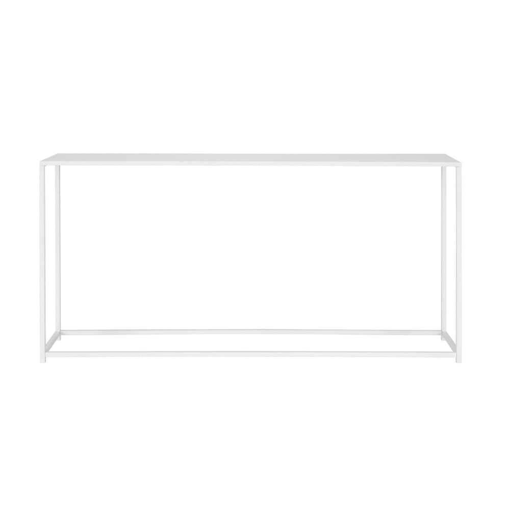 Benjara Eme 56 Inch Console Table, Rectangular Top, White Finish Metal Frame