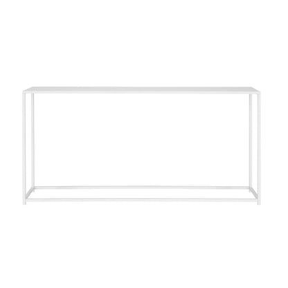 Benjara Eme 56 Inch Console Table, Rectangular Top, White Finish Metal Frame