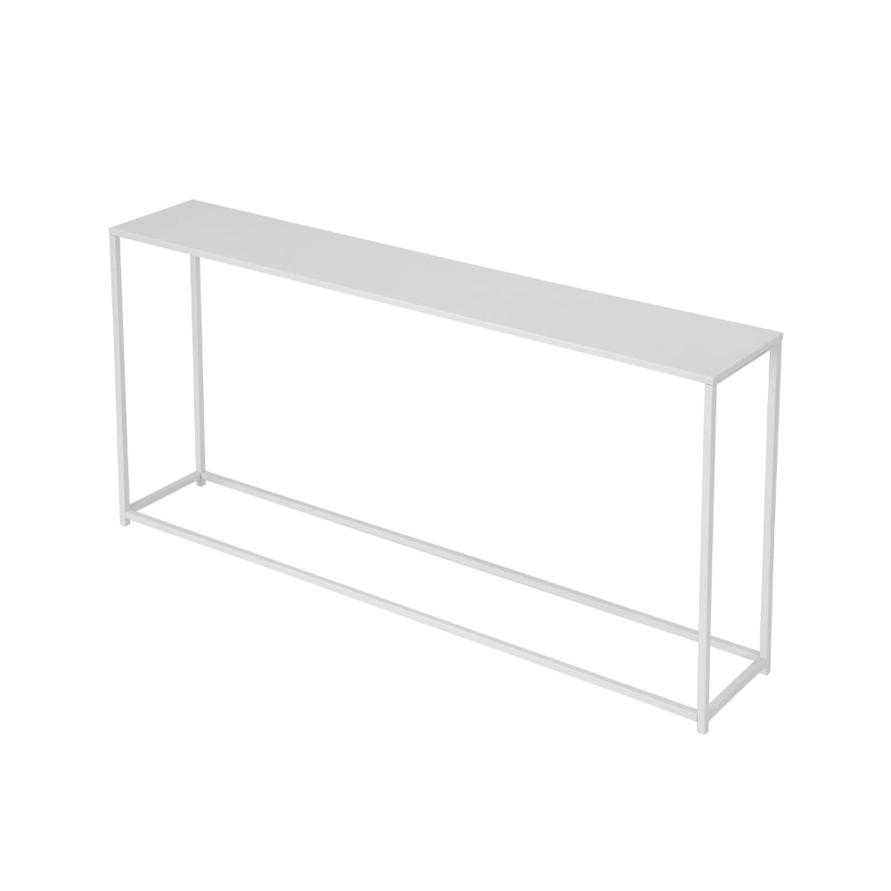 Benjara Eme 56 Inch Console Table, Rectangular Top, White Finish Metal Frame