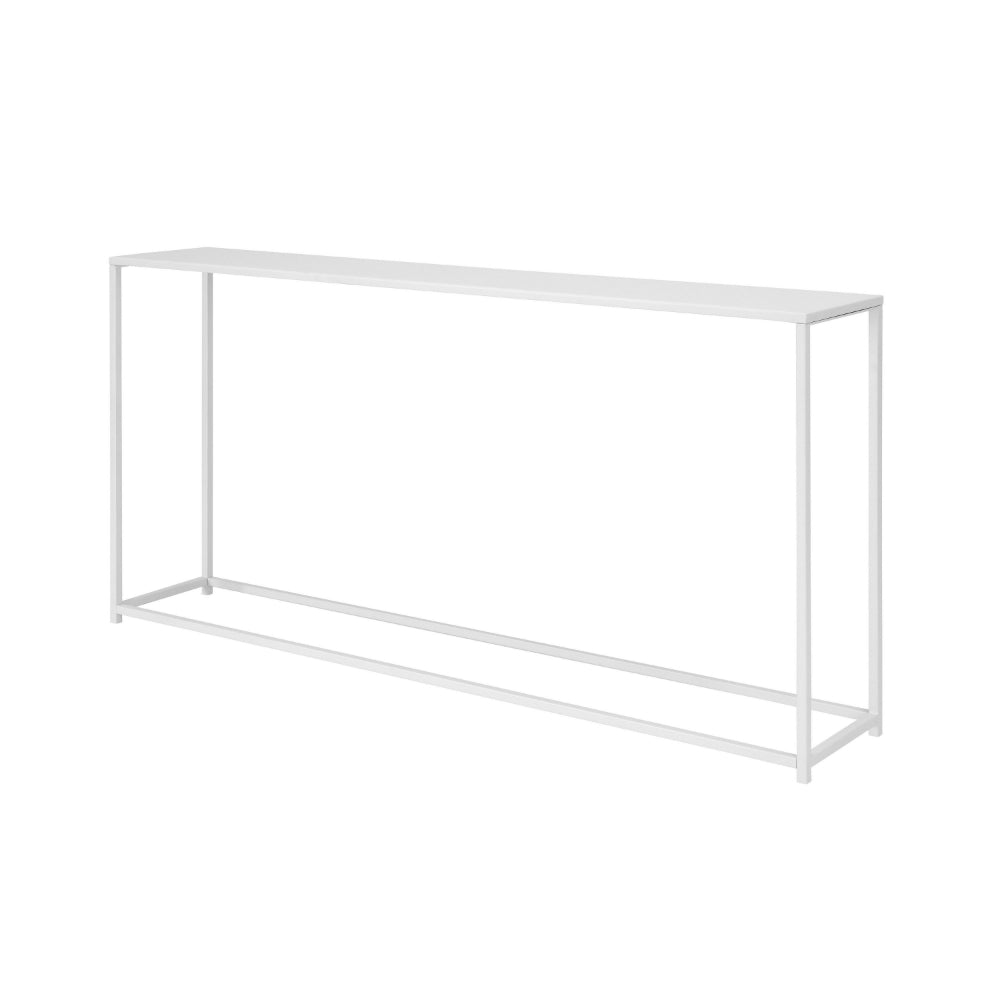 Benjara Eme 56 Inch Console Table, Rectangular Top, White Finish Metal Frame
