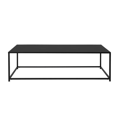 Benjara Eme 48 Inch Coffee Table, Rectangular Top, Black Finished Metal Frame