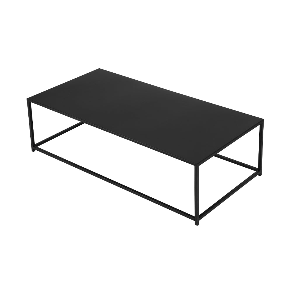Benjara Eme 48 Inch Coffee Table, Rectangular Top, Black Finished Metal Frame