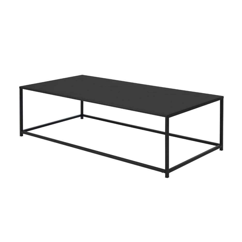 Benjara Eme 48 Inch Coffee Table, Rectangular Top, Black Finished Metal Frame