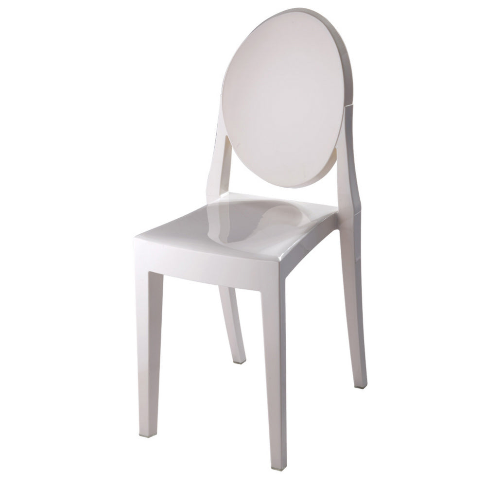 Benjara Temmy 20 Inch Dining Chair Set of 4, Indoor, Outdoor Use, White Finish