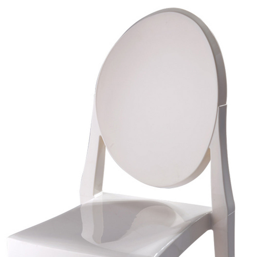 Benjara Temmy 20 Inch Dining Chair Set of 4, Indoor, Outdoor Use, White Finish