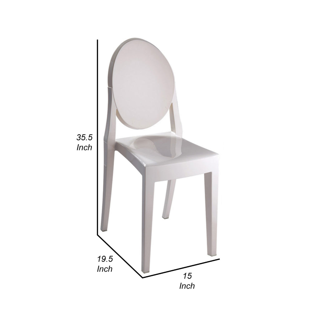 Benjara Temmy 20 Inch Dining Chair Set of 4, Indoor, Outdoor Use, White Finish