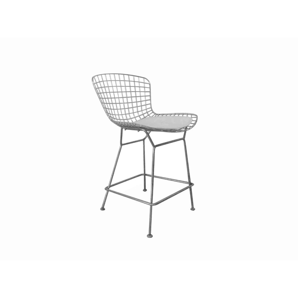 Benjara Hely 24 Inch Counter Stool Set of 2, Black White Faux Leather Seats