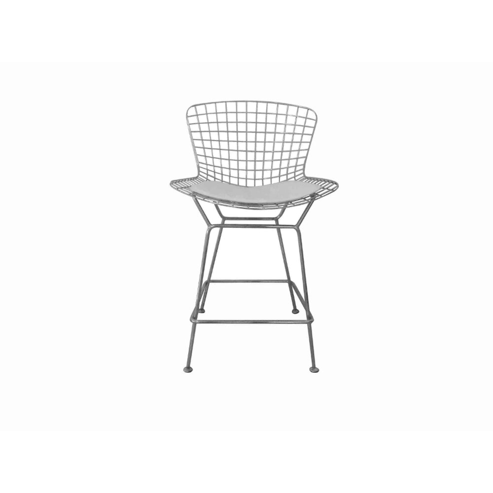 Benjara Hely 24 Inch Counter Stool Set of 2, Black White Faux Leather Seats