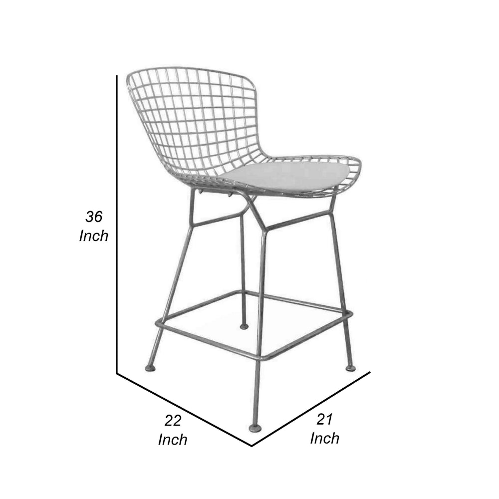 Benjara Hely 24 Inch Counter Stool Set of 2, Black White Faux Leather Seats