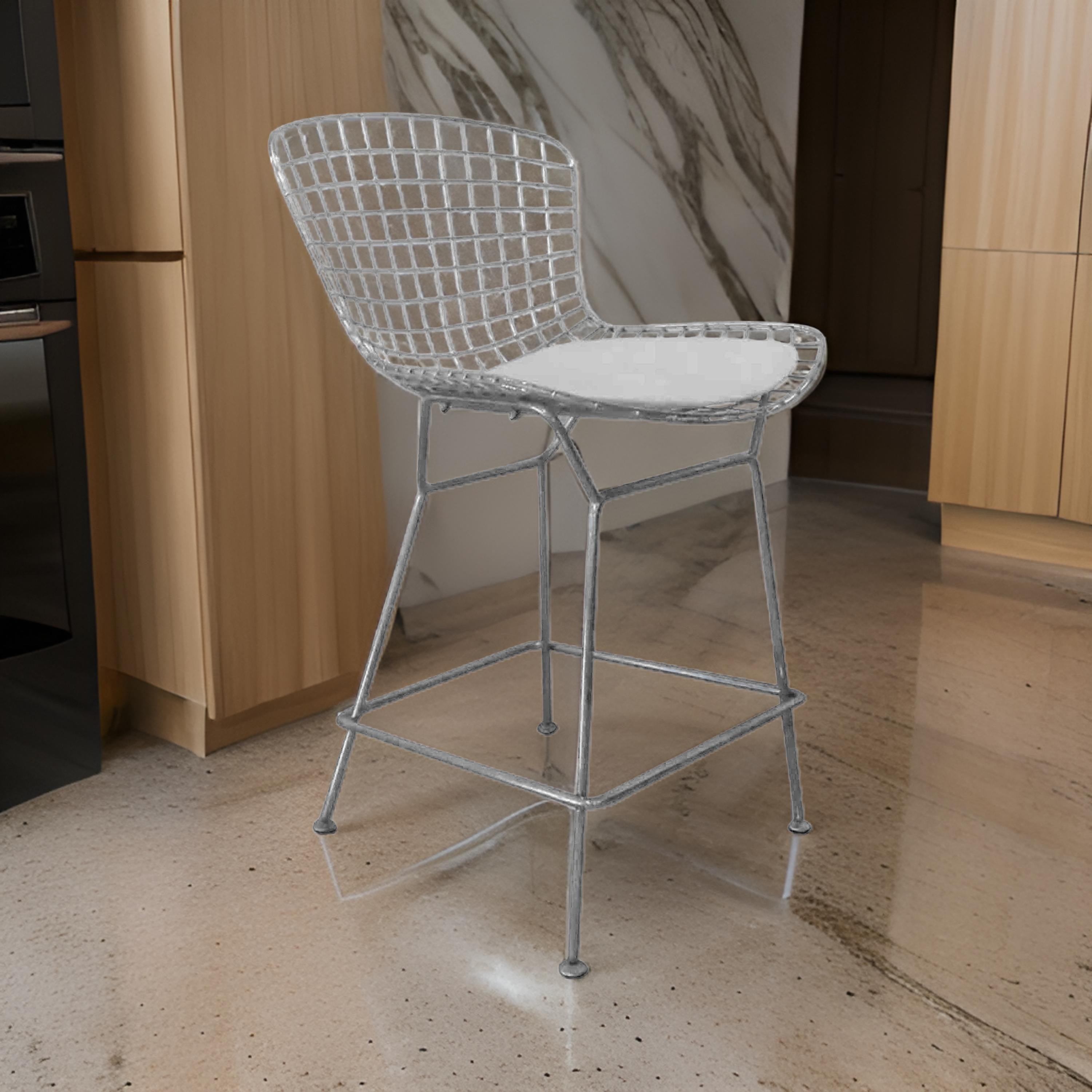 Benjara Hely 24 Inch Counter Stool Set of 2, Black White Faux Leather Seats