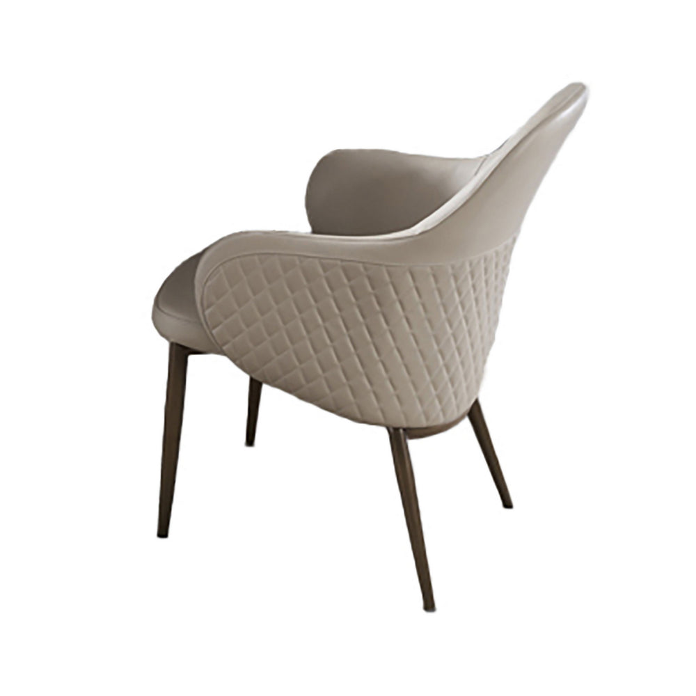 Benjara Liy 26 Inch Dining Chair Set of 2, Curved Padded, Tufted Beige Faux Leather