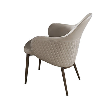 Benjara Liy 26 Inch Dining Chair Set of 2, Curved Padded, Tufted Beige Faux Leather