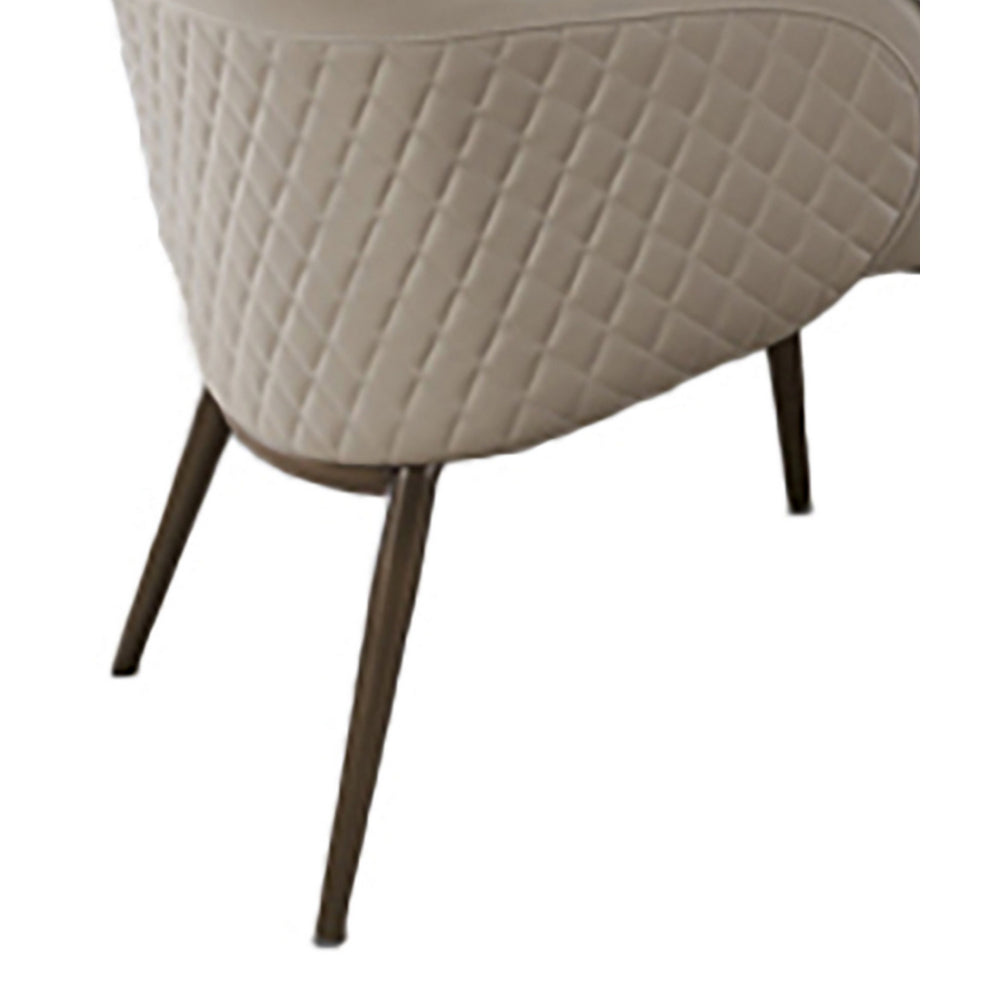 Benjara Liy 26 Inch Dining Chair Set of 2, Curved Padded, Tufted Beige Faux Leather