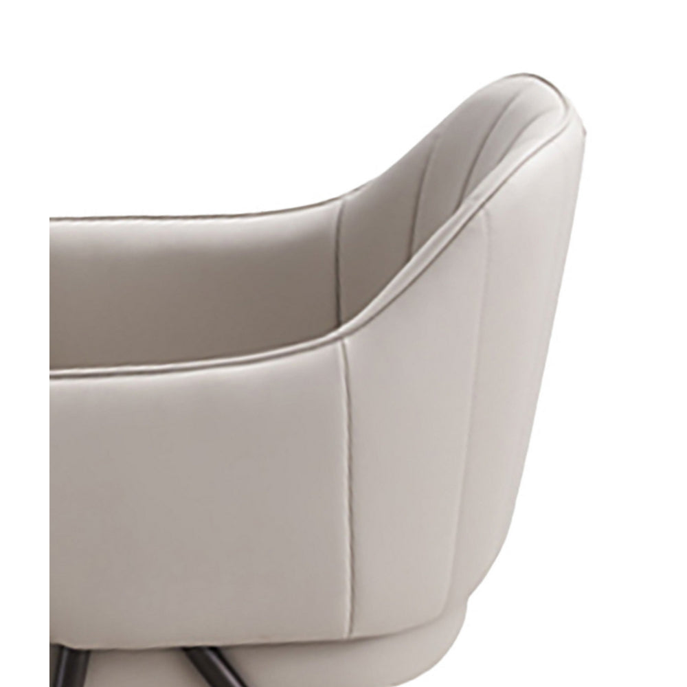 Benjara Sem 24 Inch Dining Chair Set of 2, Curved Padded, Tufted Taupe Faux Leather