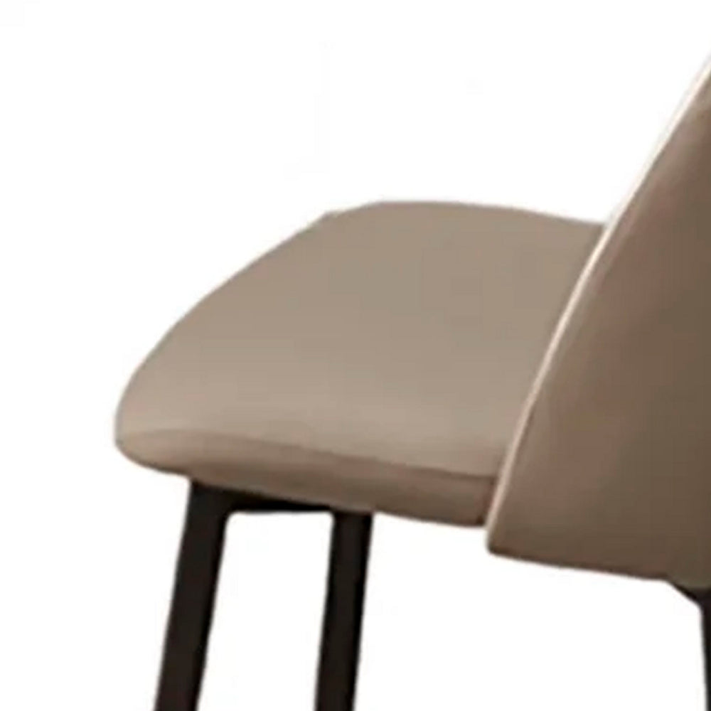 Benjara Hem 22 Inch Dining Chair Set of 2, Beige Faux Leather, Armless Open Back