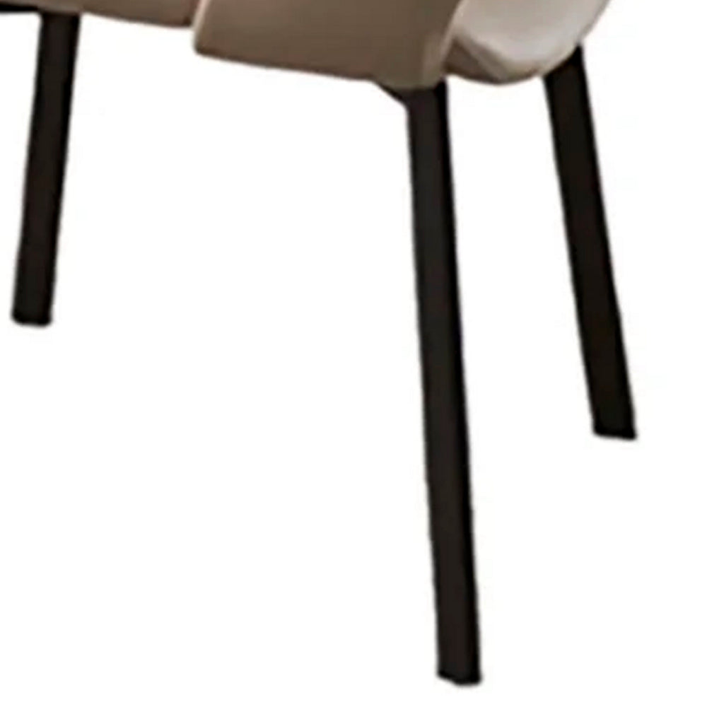 Benjara Hem 22 Inch Dining Chair Set of 2, Beige Faux Leather, Armless Open Back