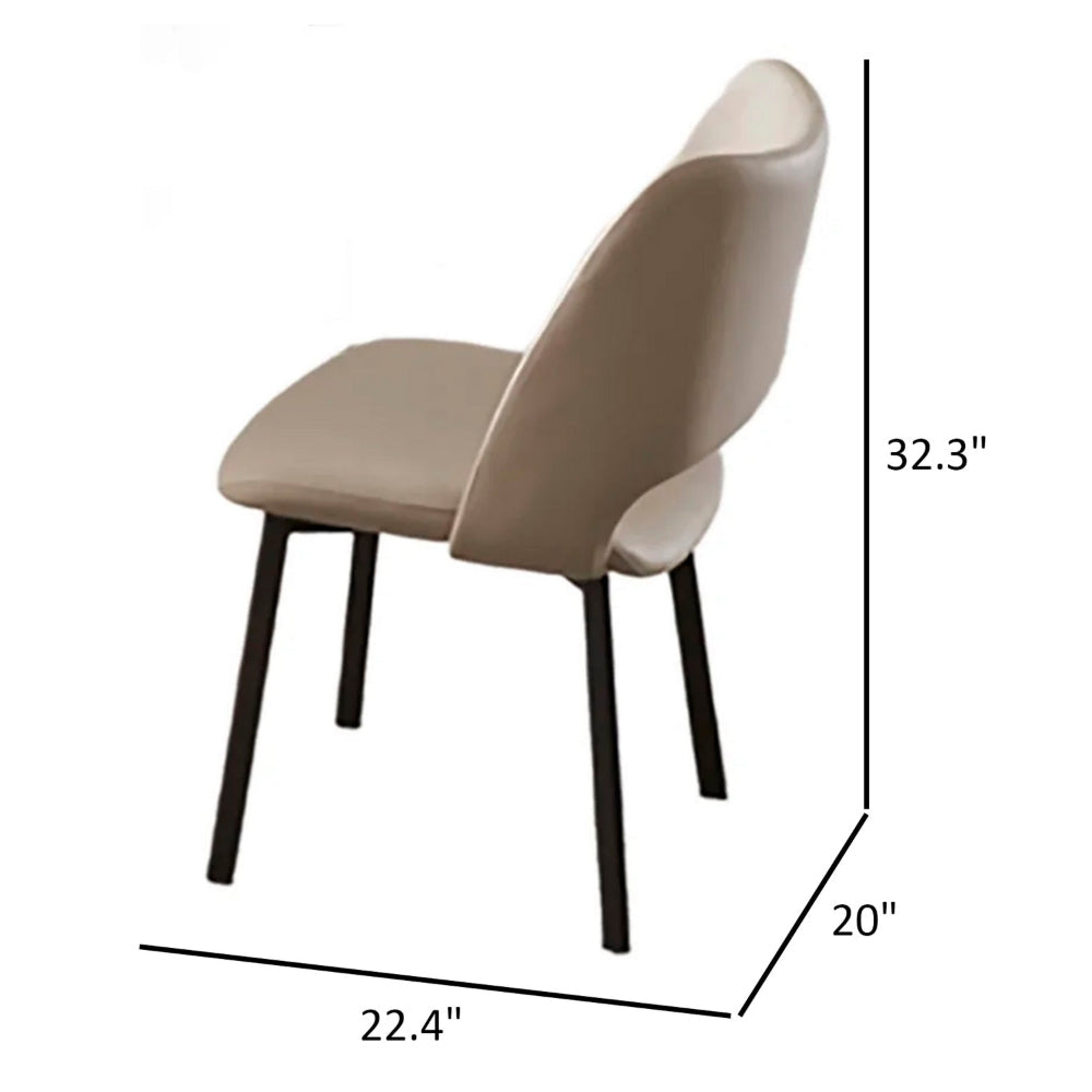 Benjara Hem 22 Inch Dining Chair Set of 2, Beige Faux Leather, Armless Open Back