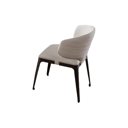 Benjara Ahm 23 Inch Dining Chair Set of 2, Curved Padded, Beige Faux Leather