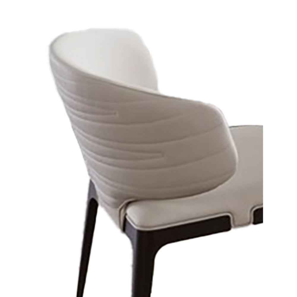 Benjara Ahm 23 Inch Dining Chair Set of 2, Curved Padded, Beige Faux Leather