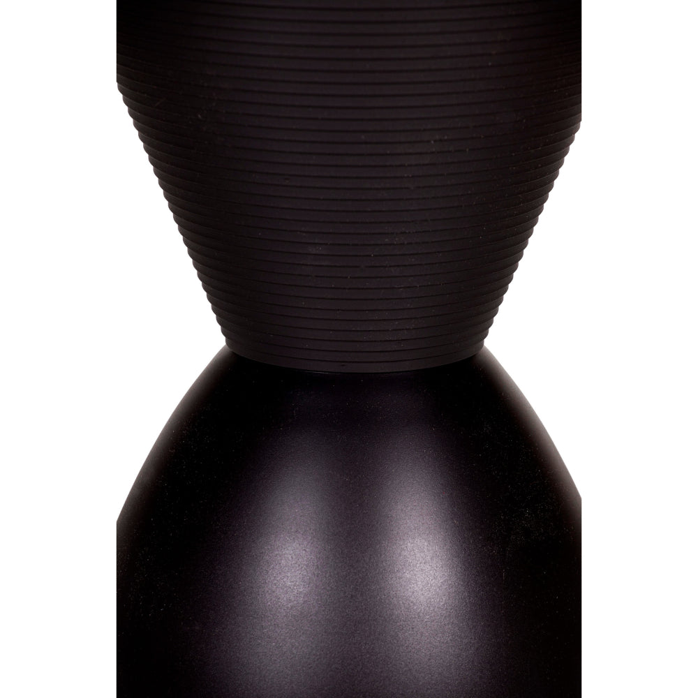 Benjara Hillary 17 Inch Side Table, Indoor Outdoor, Hourglass Shape, Black Finish