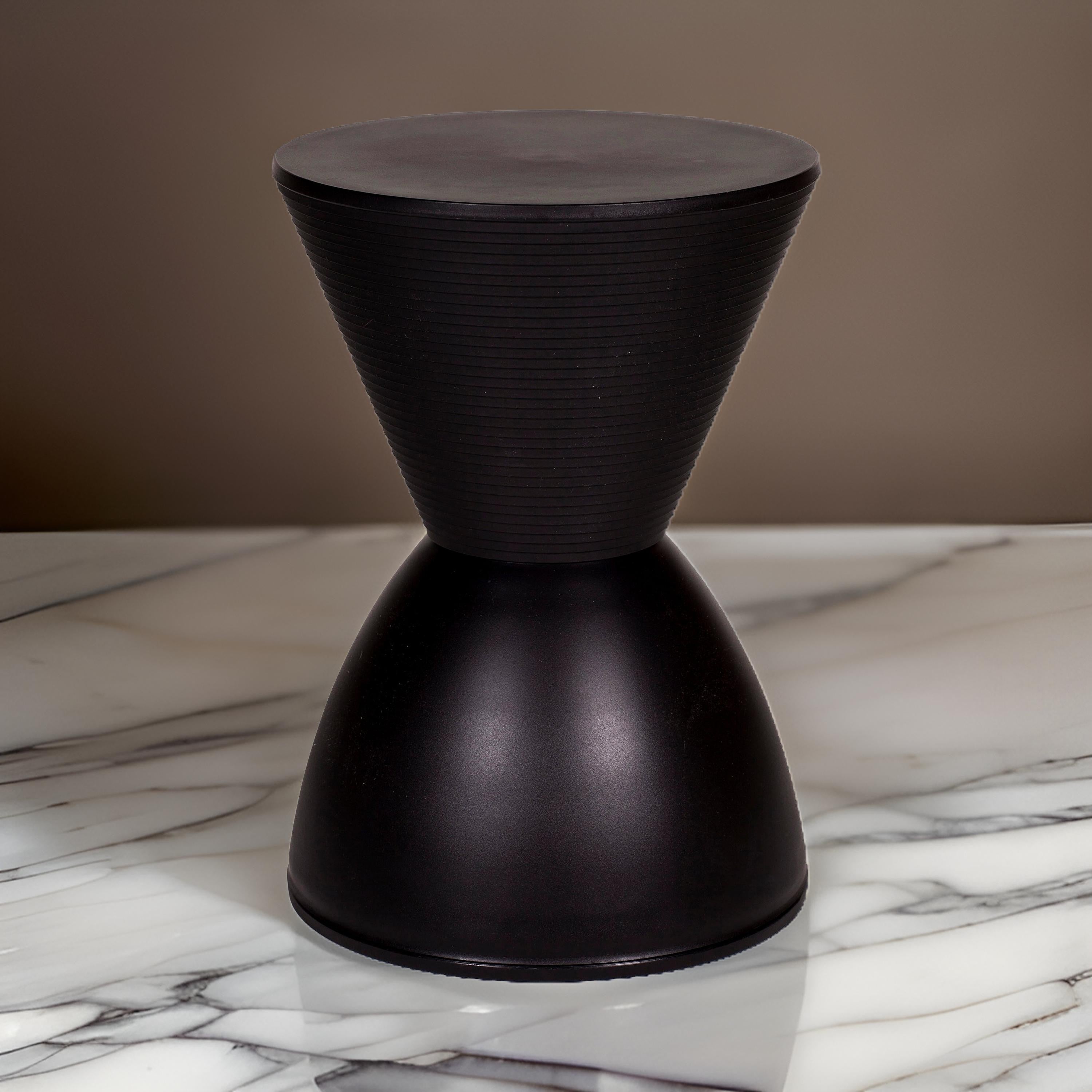 Benjara Hillary 17 Inch Side Table, Indoor Outdoor, Hourglass Shape, Black Finish