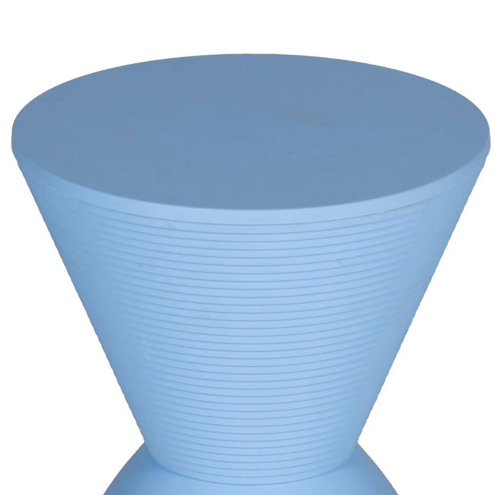 Benjara Hillary 17 Inch Side Table, Indoor Outdoor, Hourglass Shape, Blue Finish