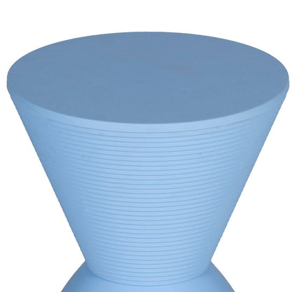 Benjara Hillary 17 Inch Side Table, Indoor Outdoor, Hourglass Shape, Blue Finish