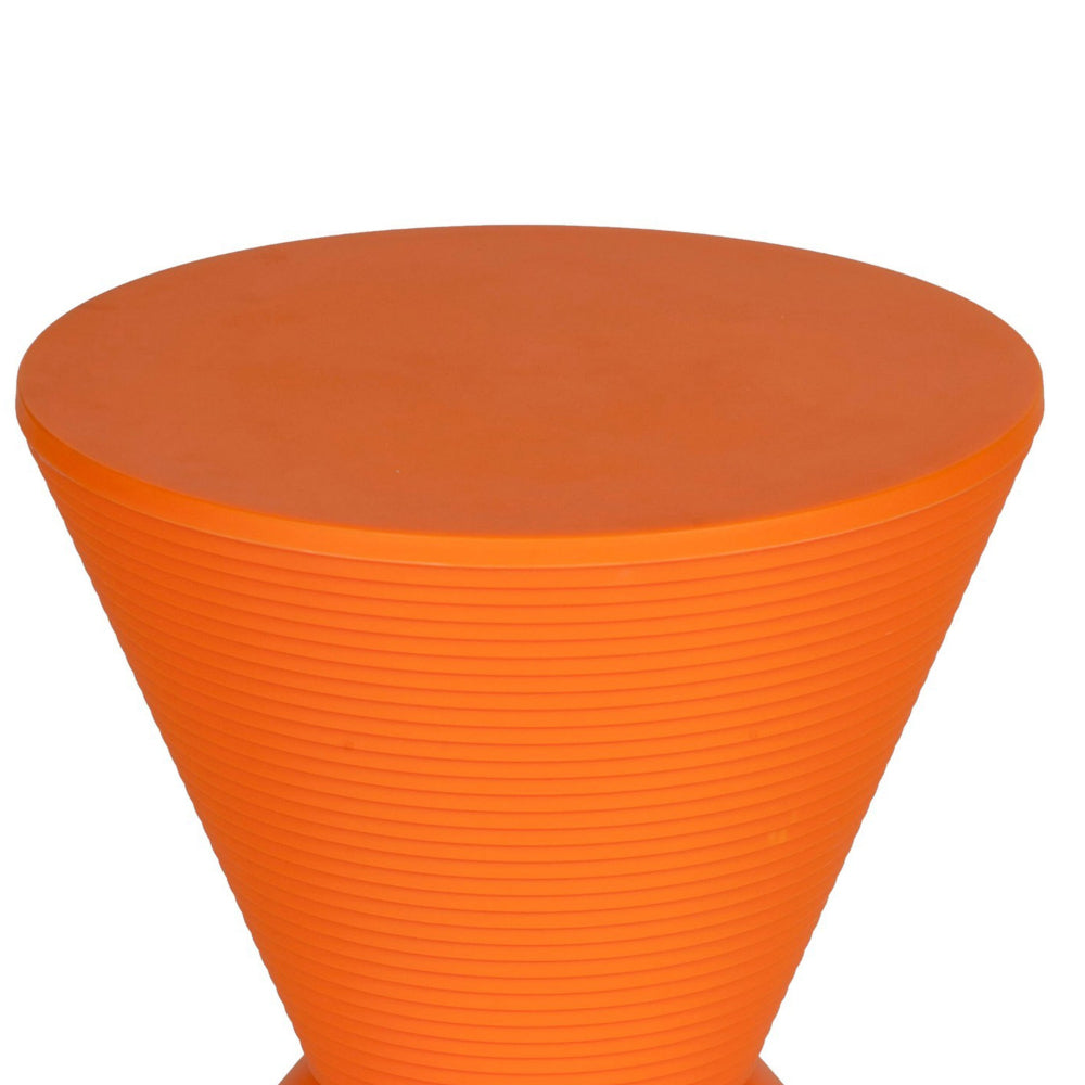 Benjara Hillary 17 Inch Side Table, Indoor Outdoor, Hourglass Shape, Orange Finish