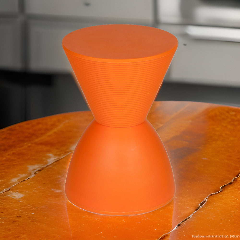 Benjara Hillary 17 Inch Side Table, Indoor Outdoor, Hourglass Shape, Orange Finish