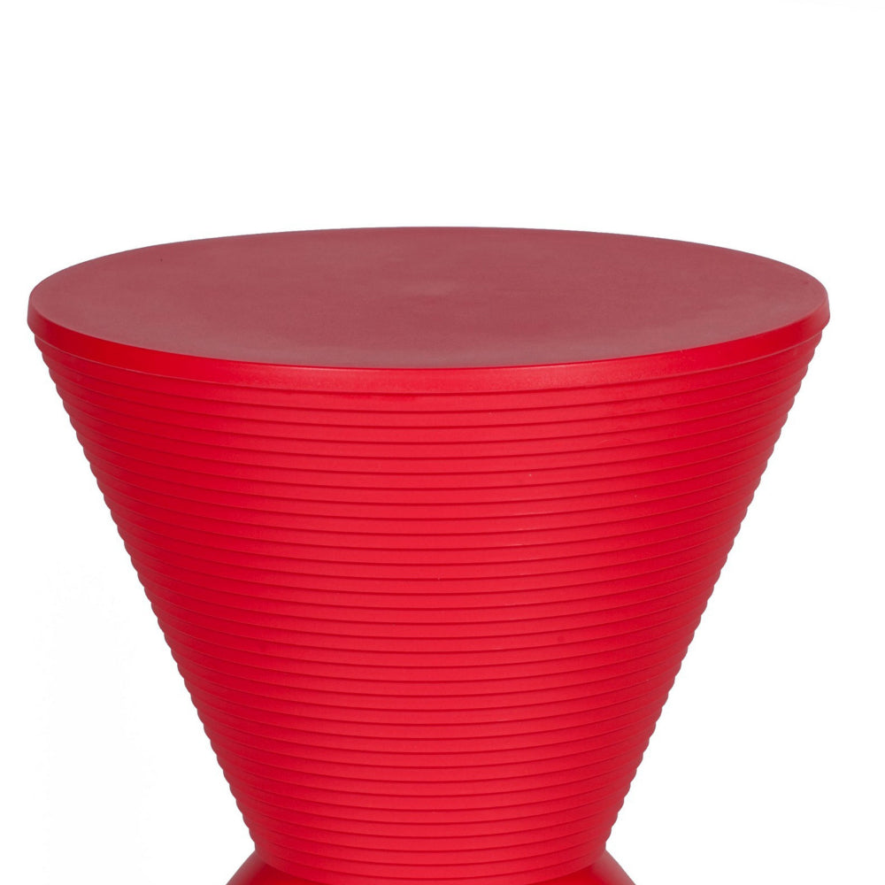 Benjara Hillary 17 Inch Side Table, Indoor Outdoor, Hourglass Shape, Red Finish