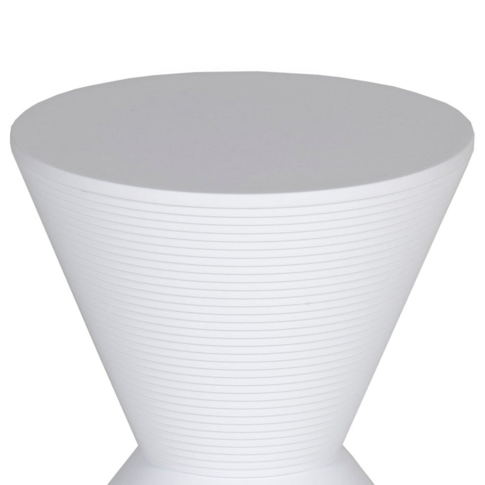 Benjara Hillary 17 Inch Side Table, Indoor Outdoor, Hourglass Shape, White Finish