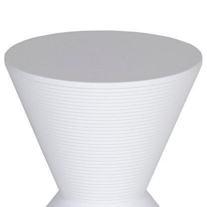 Benjara Hillary 17 Inch Side Table, Indoor Outdoor, Hourglass Shape, White Finish
