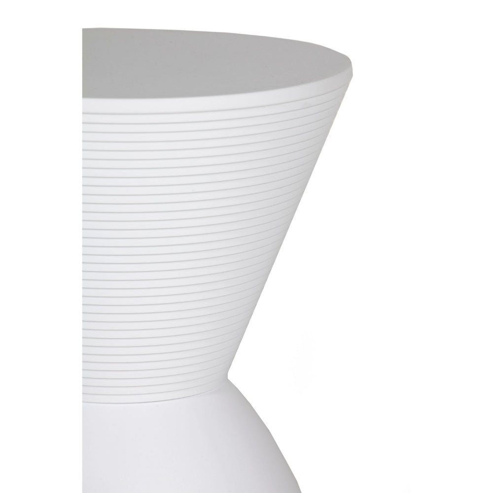 Benjara Hillary 17 Inch Side Table, Indoor Outdoor, Hourglass Shape, White Finish