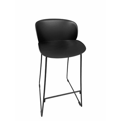 Benjara Sia 30 Inch Barstool Chair Set of 2, Black Seat And Back, Metal Base