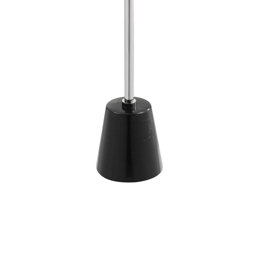 Benjara Frank 21 Inch Side End Table, Oval Chrome Steel Top, Genuine Marble Base
