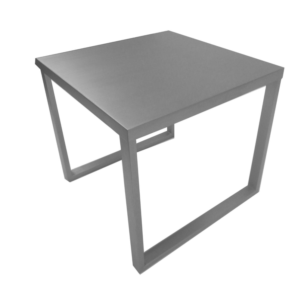 Benjara Tom 22 Inch Side End Table, Square Top, Square Legs, Gray Brushed Metal