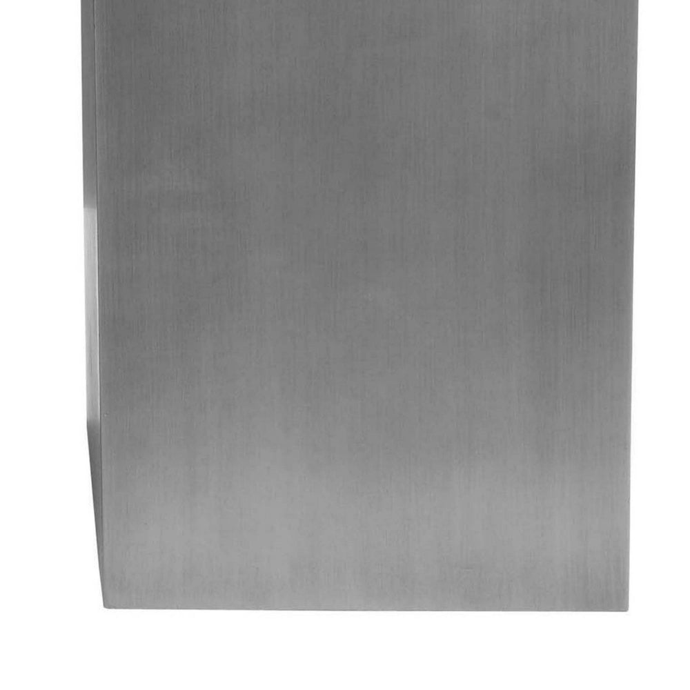 Benjara Jo 32 Inch Tall Flower Pot Planter, Hidden Indented Box, Gray Brushed Metal