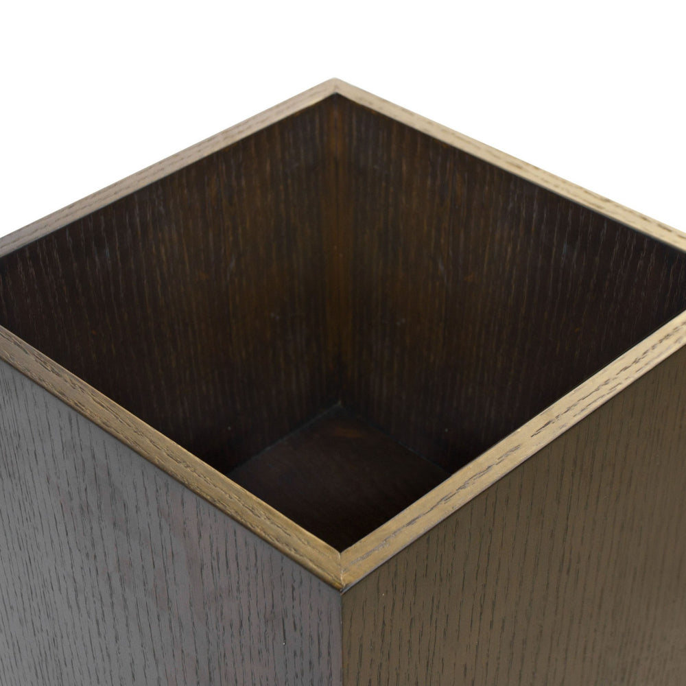 Benjara Jo 48 Inch Tall Flower Pot Planter, Hidden Indented Box, Dark Brown Veneer