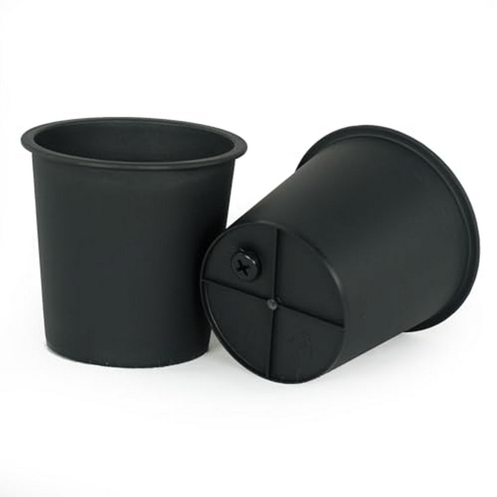 Benjara Kiti 6 Inch Set of 5 Round Nursery Planter Pots with Drainage Black Plastic