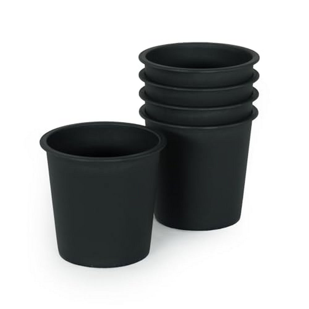 Benjara Kiti 6 Inch Set of 5 Round Nursery Planter Pots with Drainage Black Plastic