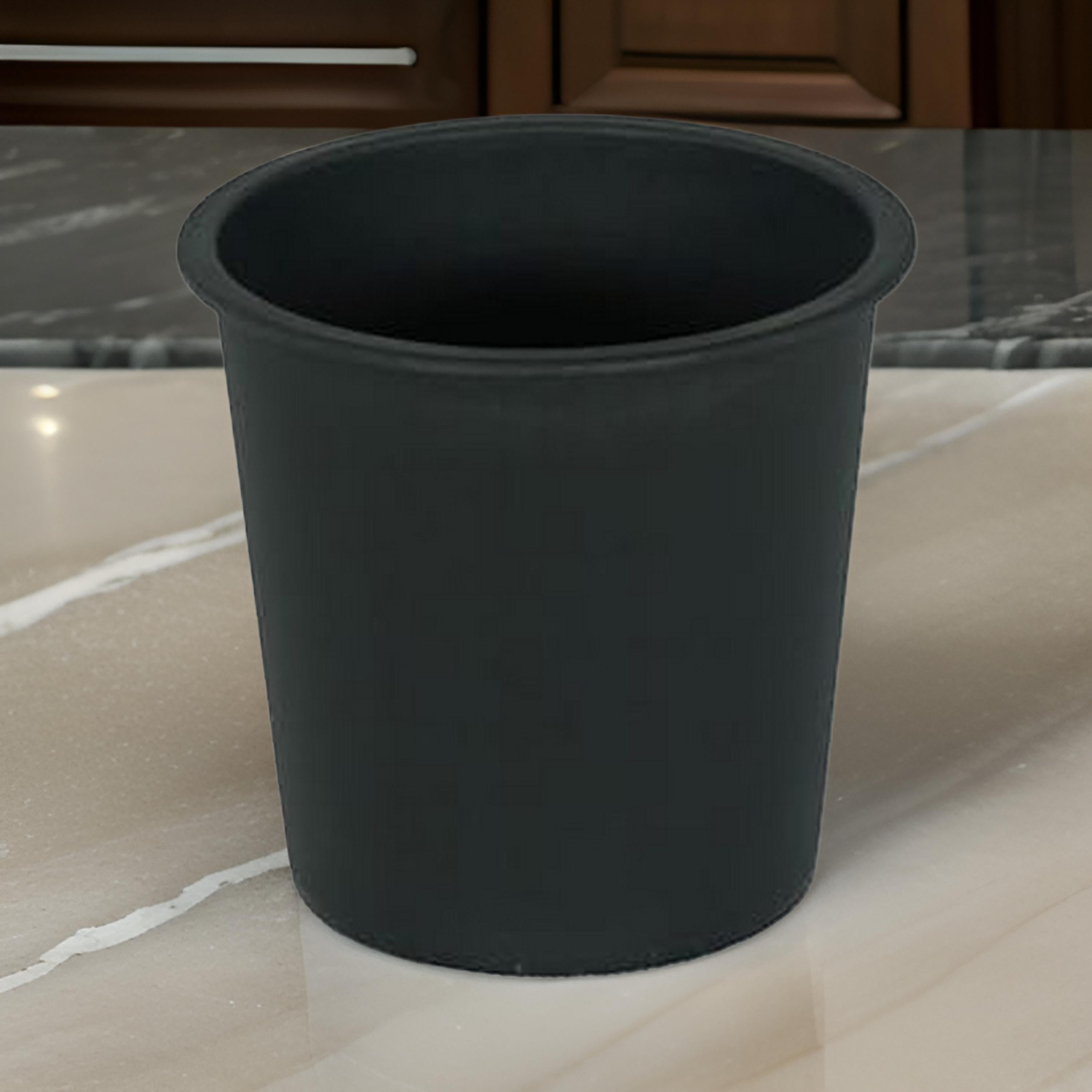 Benjara Kiti 6 Inch Set of 5 Round Nursery Planter Pots with Drainage Black Plastic