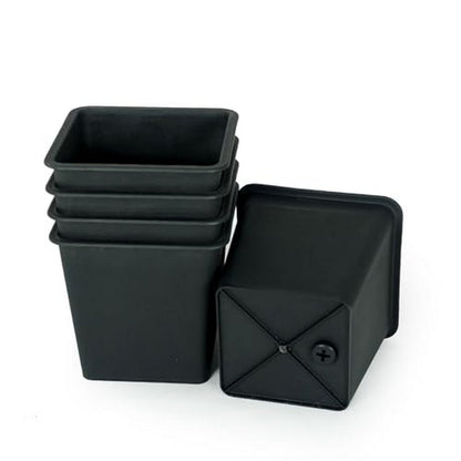Benjara Kiti 6 Inch Set of 5 Square Nursery Planter Pots with Drainage, Black