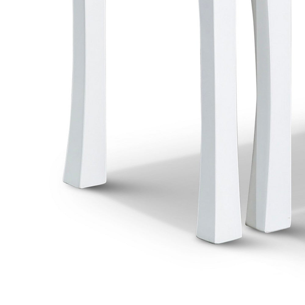 Benjara Yoni 3 Piece Nesting Side Table Set, Square, Flared Legs, White Wood Finish