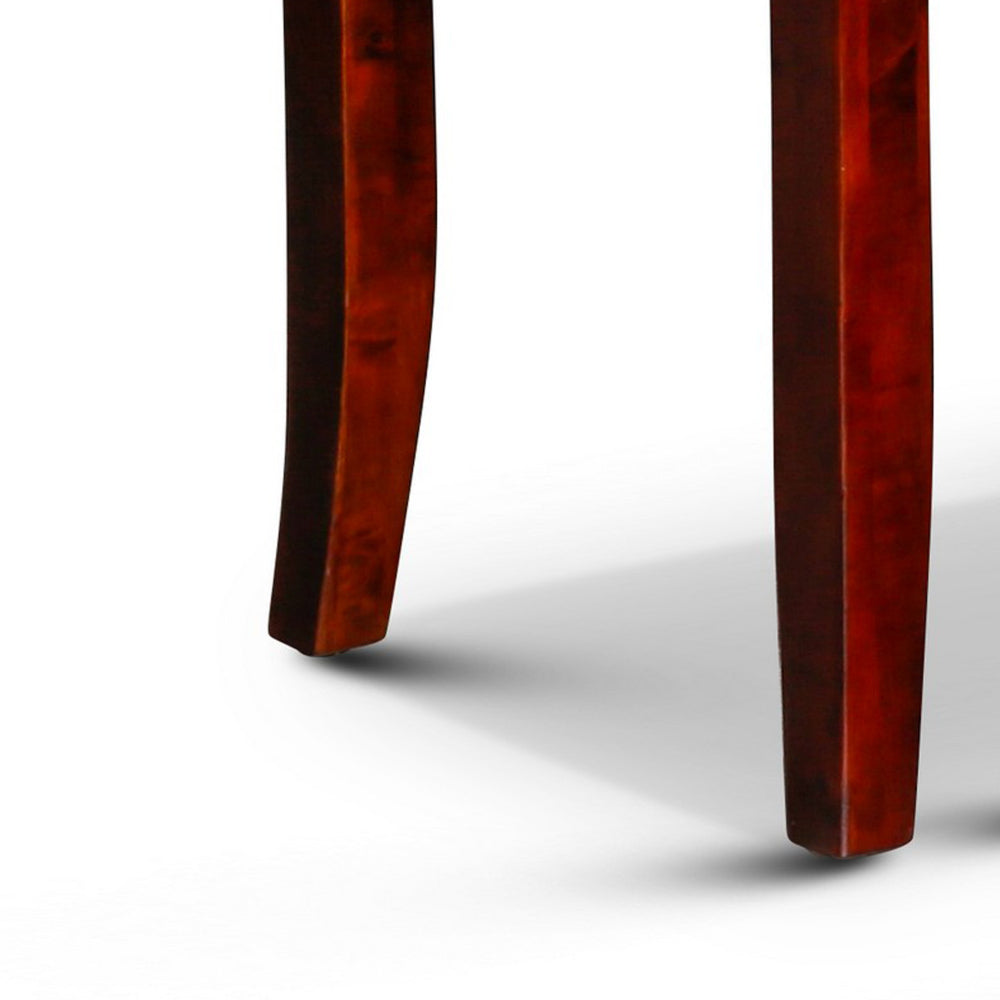 Benjara Yoni 3 Piece Nesting Side Table Set, Square, Flared Legs, Cherry Brown Wood