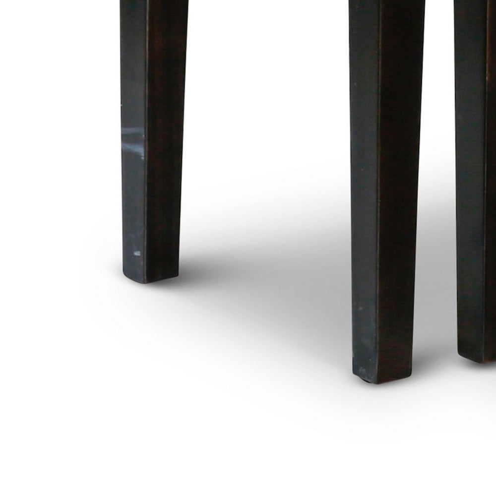 Benjara Yoni 3 Piece Nesting Side Table Set, Square, Flared Legs, Dark Brown Wood